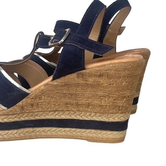 Texto Womens Wedge Sandals Espadrille Platform Strappy 3.5" Heels Blue Brown - Picture 3 of 7